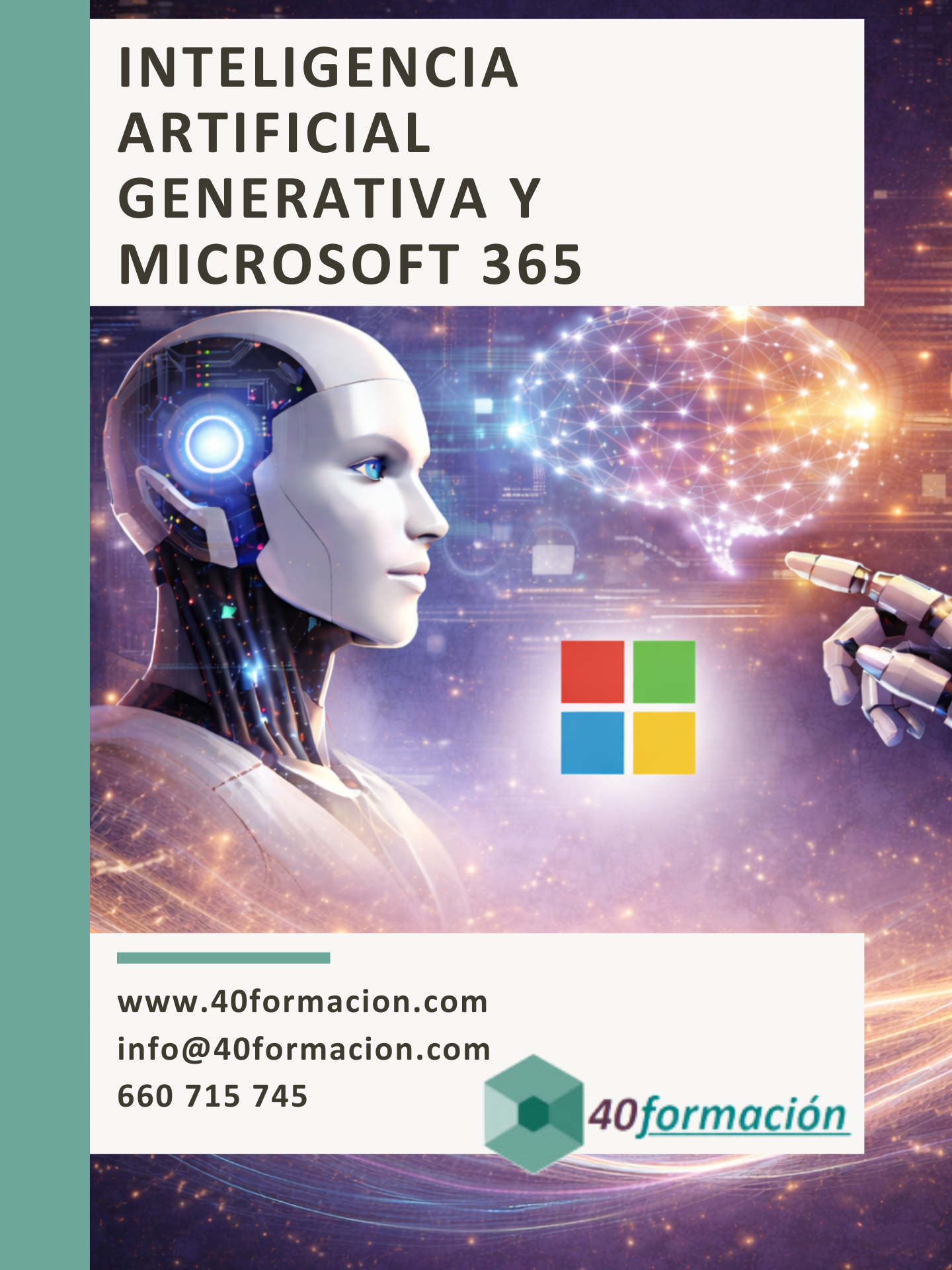¿A quién va dirigido?

Profesionales que utilizan Microsoft 365 en su trabajo diario.

Personal de administraciones públicas y empresas privadas.

Personas interesadas en mejorar su productividad mediante IA.

Usuarios sin conocimientos técnicos previos en Inteligencia Artificial.

Metodología

El curso combina explicaciones claras, ejemplos reales y ejercicios prácticos, facilitando una comprensión sencilla y aplicada de la IA generativa. No se requieren conocimientos técnicos previos.