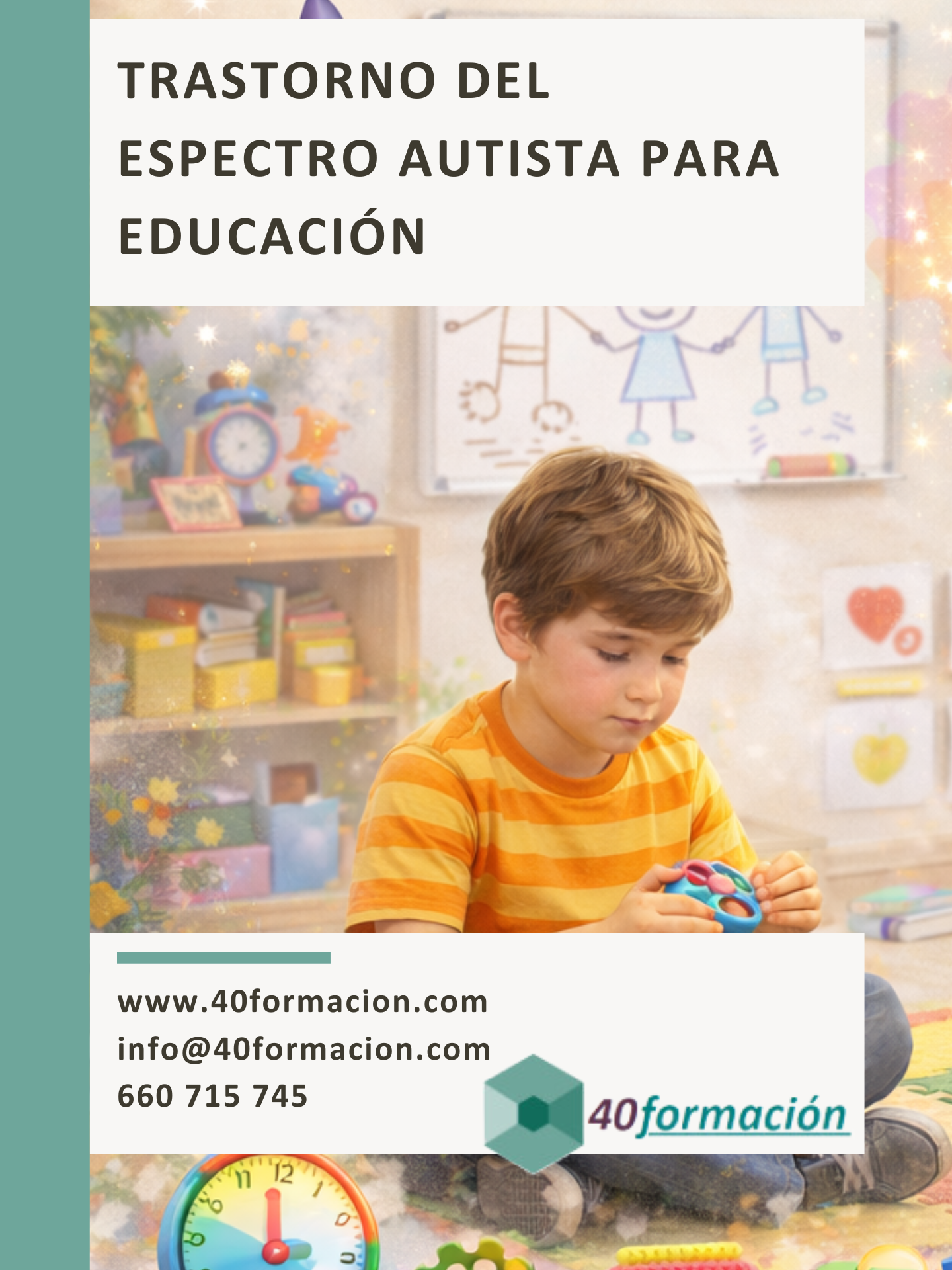 Esta acción formativa tiene como finalidad proporcionar una visión completa y actualizada del TEA, abordando tanto sus fundamentos teóricos como su aplicación práctica en el contexto educativo. El curso permite a los participantes conocer la evolución histórica del concepto de autismo, así como comprender en profundidad las principales características del alumnado con TEA, facilitando su identificación en el entorno escolar.